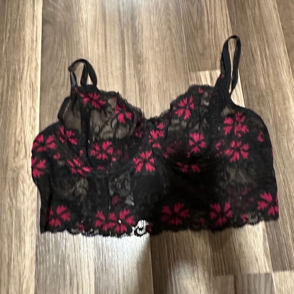 Dream girl Black and Red Lace underwire Longline Bra 3X